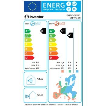Inventor Emperor EMPVI-09WFI/EMPVO-09 Κλιματιστικό Inverter 9000 BTU A+++/A+++ με Ιονιστή και WiFi
