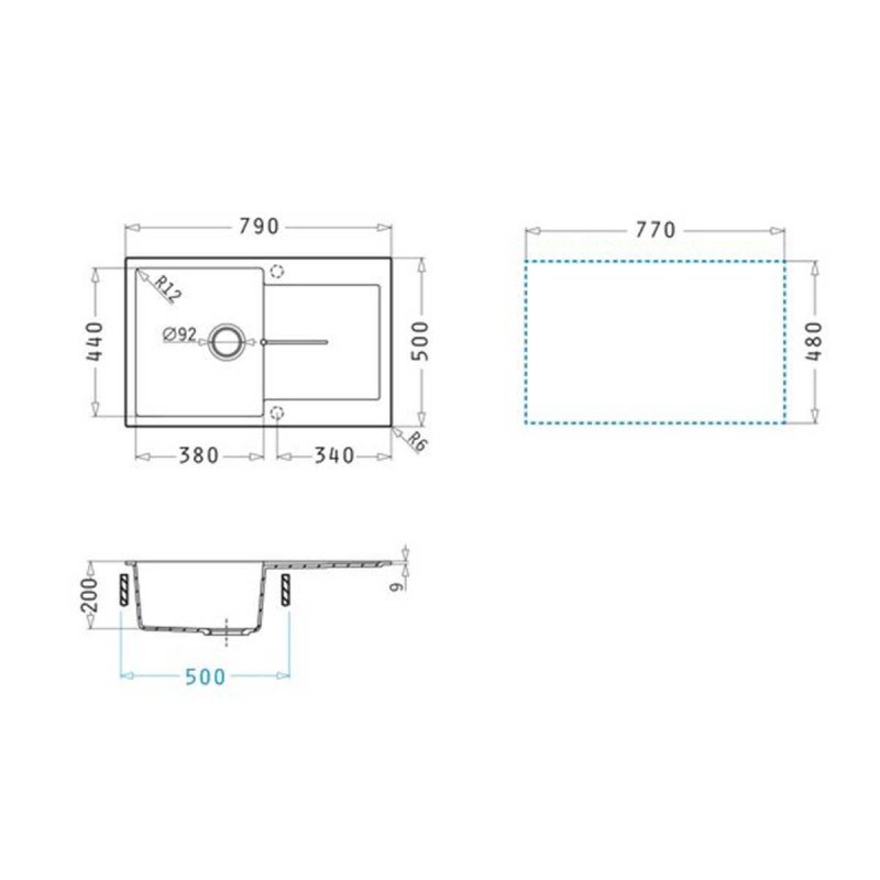 Pyramis 1b 1d 070242211 Ένθετος Νεροχύτης από Συνθετικό Γρανίτη Μ79xΠ50cm Μπεζ