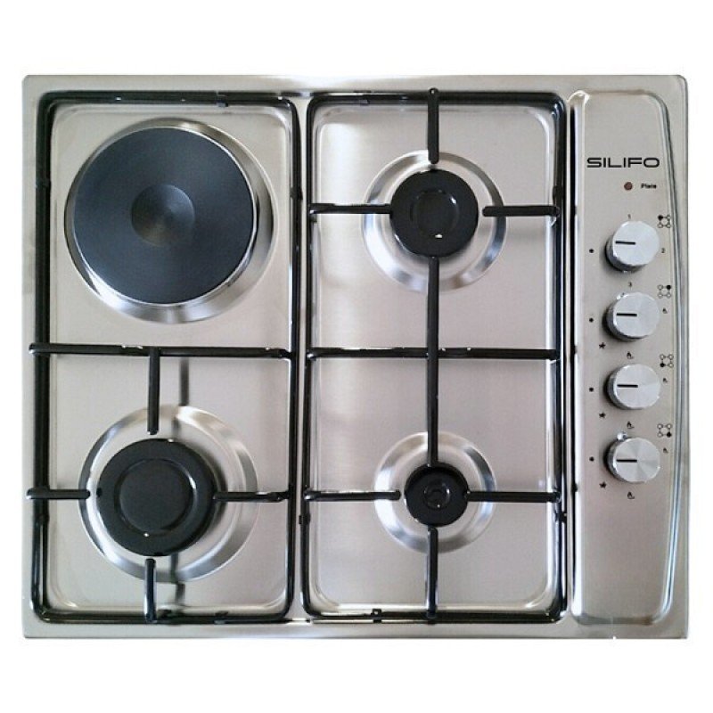 Silifo SF6090 + SF6100 Φούρνος Υγραερίου άνω Πάγκου 65lt με Εστίες Υγραερίου & Ρεύματος Π59.5εκ. Μαύρος