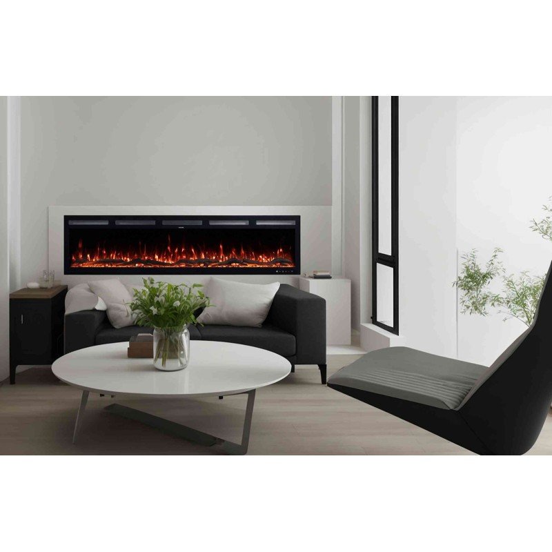 Hitense Επιτοίχιο Ηλεκτρικό Τζάκι 1600W 182.8x12.7cm Γκρι SUPERIOR-72