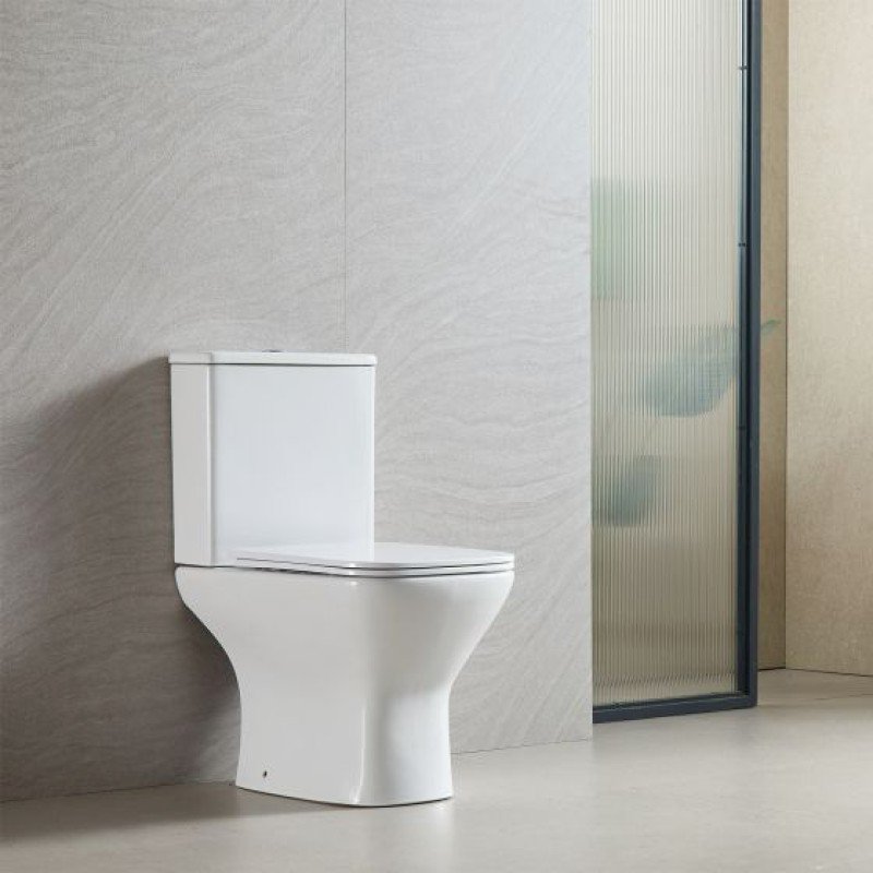 Karag Amfipolis CTR126 Λεκάνη Δαπέδου Rimless με Καζανάκι με Κάλυμμα Soft Close Λευκή