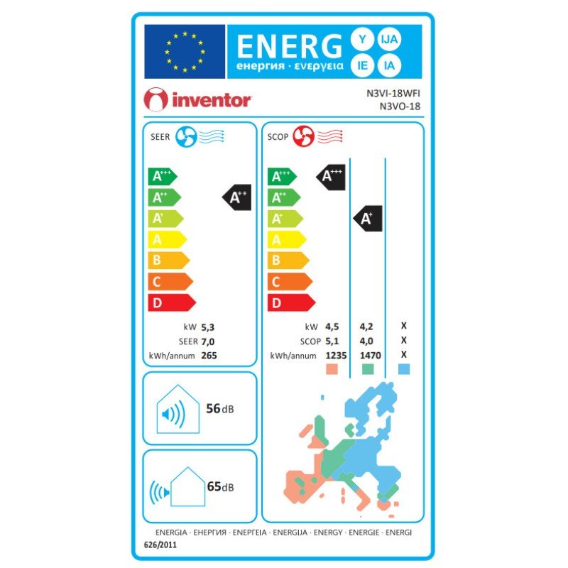 Inventor Neo III Κλιματιστικό Inverter 18000 BTU A++/A+ με Ιονιστή και WiFi