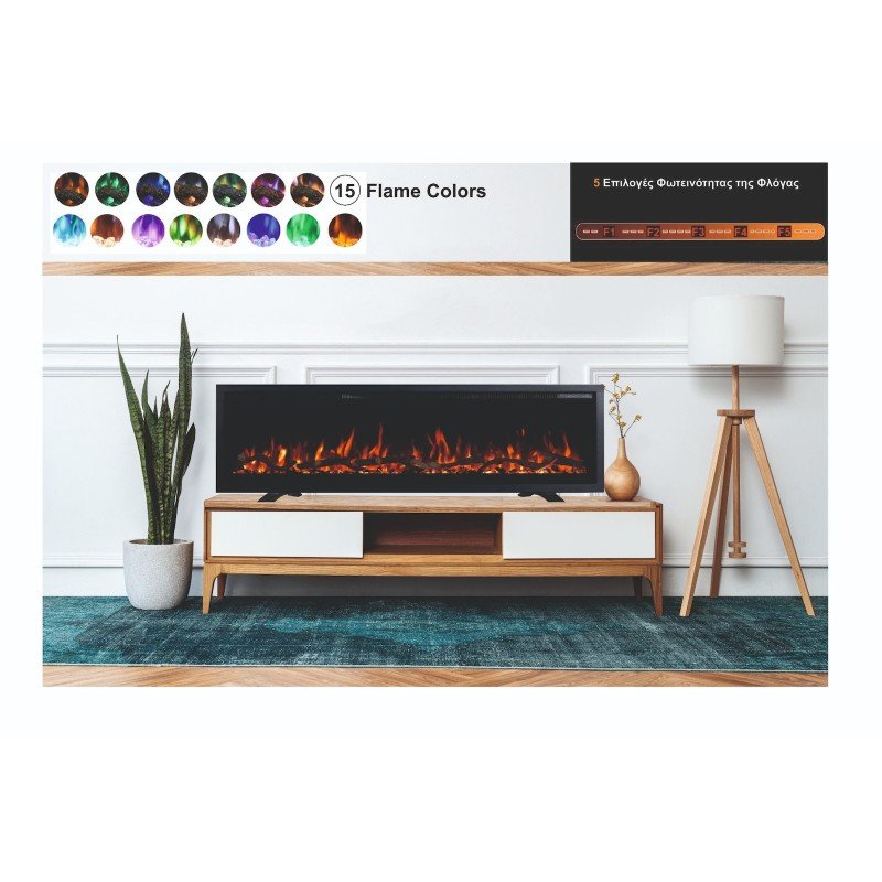 Ηλεκτρικό Τζάκι Smart Notting Hill 50 Επιτοίχιο Ένθετο L.e.d 1800w Hitense