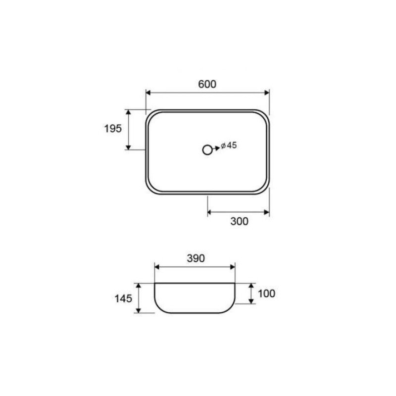 Karag 2143-PMW Επικαθήμενος Νιπτήρας Πορσελάνης 60x39x14.5cm White Matt