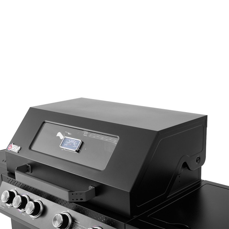 Thermogatz GS Grill Abyss View Ψησταριά Υγραερίου Μαντεμένιας Σχάρας 70.5x42εκ. με 4 Εστίες 19kW και Πλαϊνό Μάτι Υπερύθρων 4kW