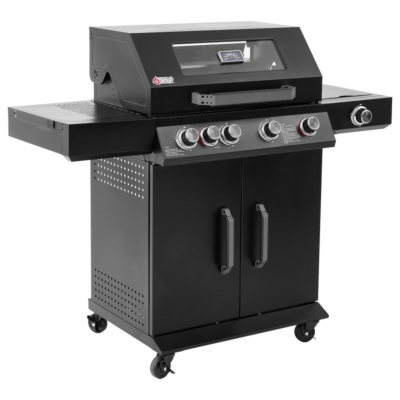 Thermogatz GS Grill Abyss View Ψησταριά Υγραερίου Μαντεμένιας Σχάρας 70.5x42εκ. με 4 Εστίες 19kW και Πλαϊνό Μάτι Υπερύθρων 4kW
