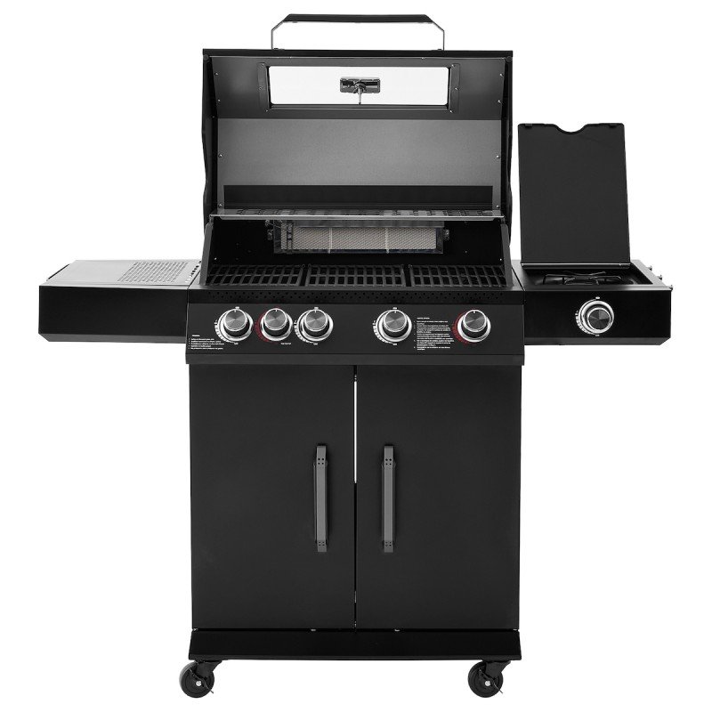 Thermogatz GS Grill Abyss View Ψησταριά Υγραερίου Μαντεμένιας Σχάρας 70.5x42εκ. με 4 Εστίες 19kW και Πλαϊνό Μάτι Υπερύθρων 4kW