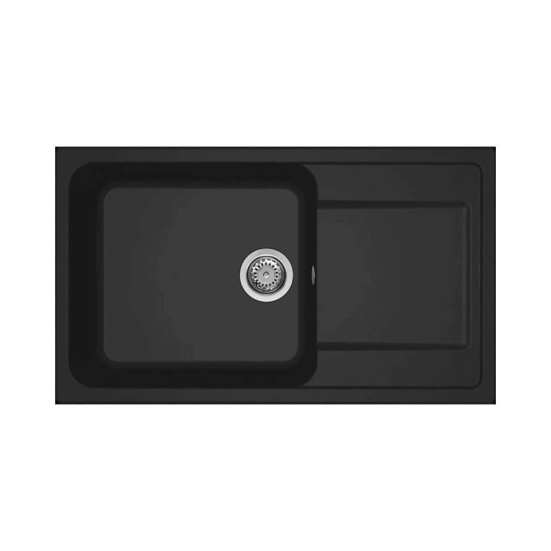 Elleci Life 410 Ένθετος Νεροχύτης Αριστερός από Συνθετικό Γρανίτη Μ86xΠ50cm Nero G40