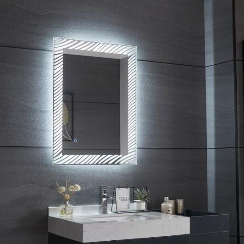 Gloria Grilia 77-0113 Ορθογώνιος Καθρέπτης Μπάνιου Led Αφής 60x80cm
