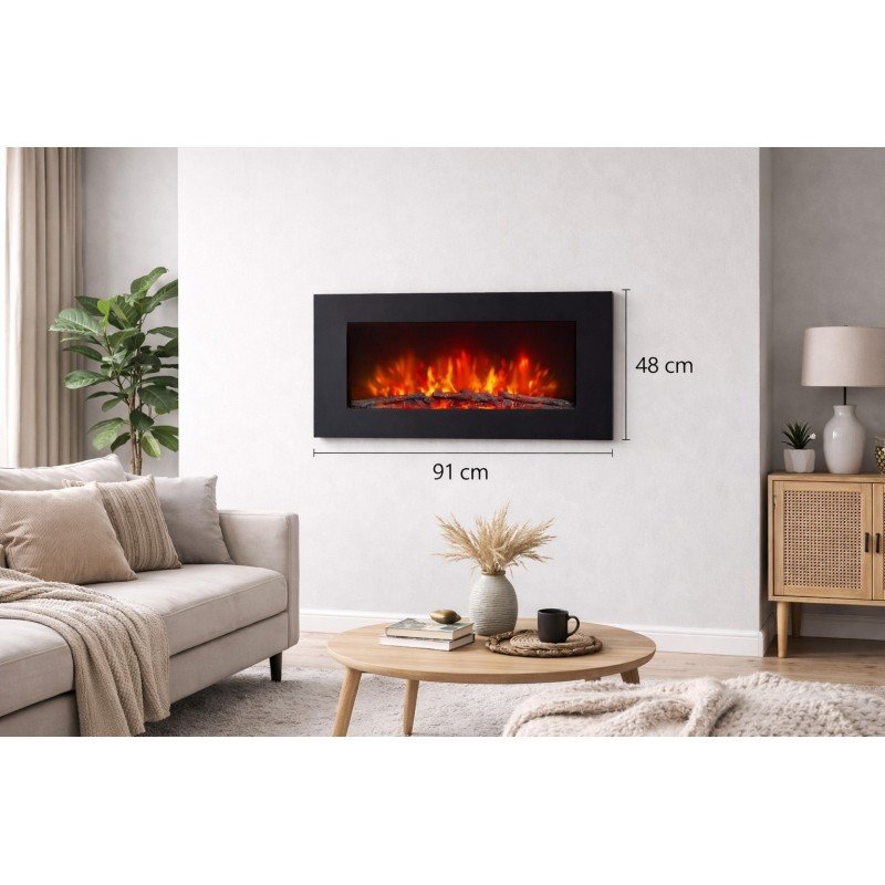 Hitense Επιτοίχιο Ηλεκτρικό Τζάκι 2000W 91x11.5cm Κόκκινο HWF-7K200F Με 7 Επιλογές Χρωμάτων 