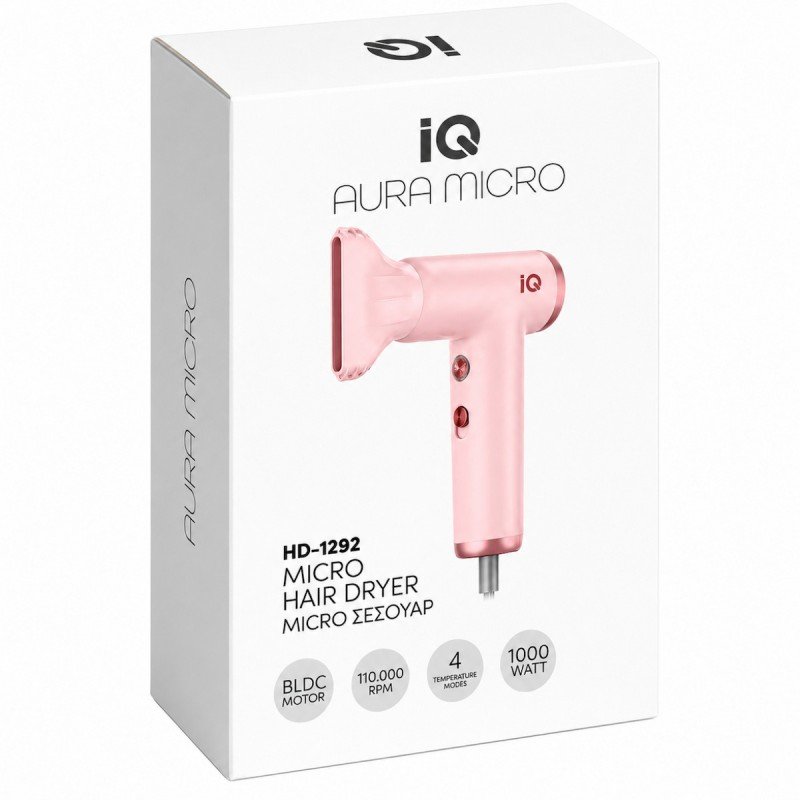 IQ Ionic Πιστολάκι Μαλλιών Ταξιδίου 1000W HD-1292 IQ Ionic Πιστολάκι Μαλλιών Ταξιδίου 1000W HD-1292