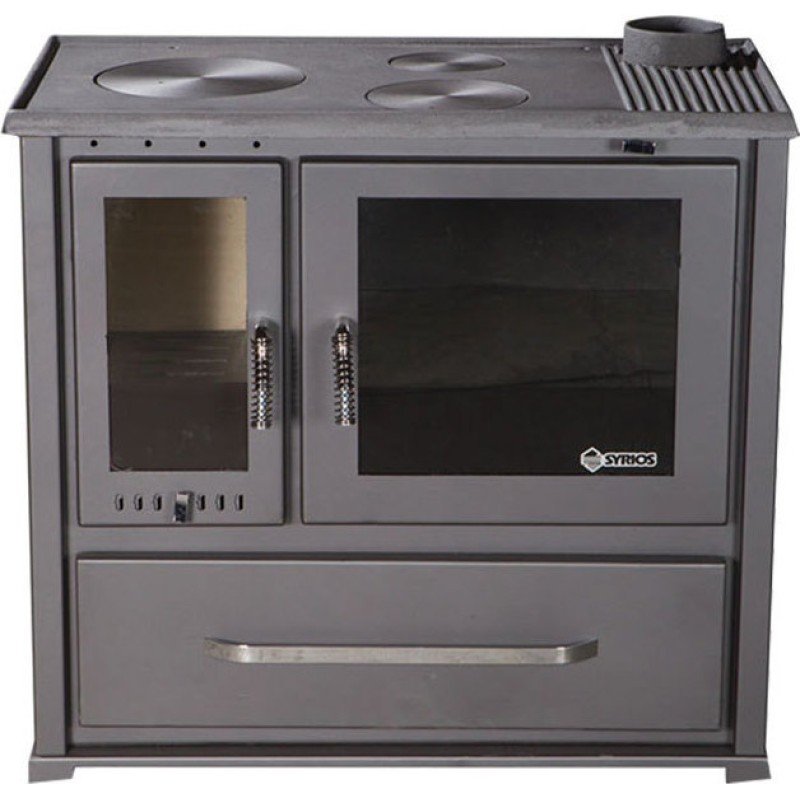 Syrios Manari KS-2000 Μαντεμένια Ξυλόσομπα με Φούρνο 11.5kW Γκρι