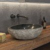 Karag River Stone NRS3 RIVER-50 Επικαθήμενος Νιπτήρας Πέτρινος 55x55x15cm Γκρι