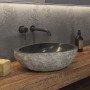 Karag River Stone NRS3 RIVER-50 Επικαθήμενος Νιπτήρας Πέτρινος 55x55x15cm Γκρι