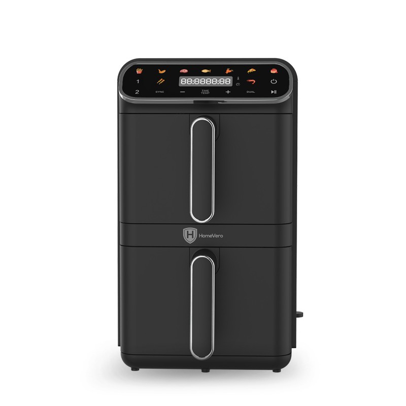 HomeVero Air Fryer με Διπλό Αποσπώμενο Κάδο 11lt Μαύρο HV-AF11DDK
