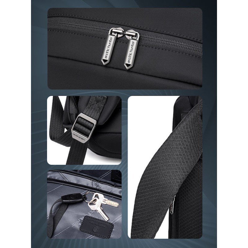 ARCTIC HUNTER τσάντα πλάτης B00811 με θήκη laptop 15.6", 16.5L, μαύρη B00811-BK