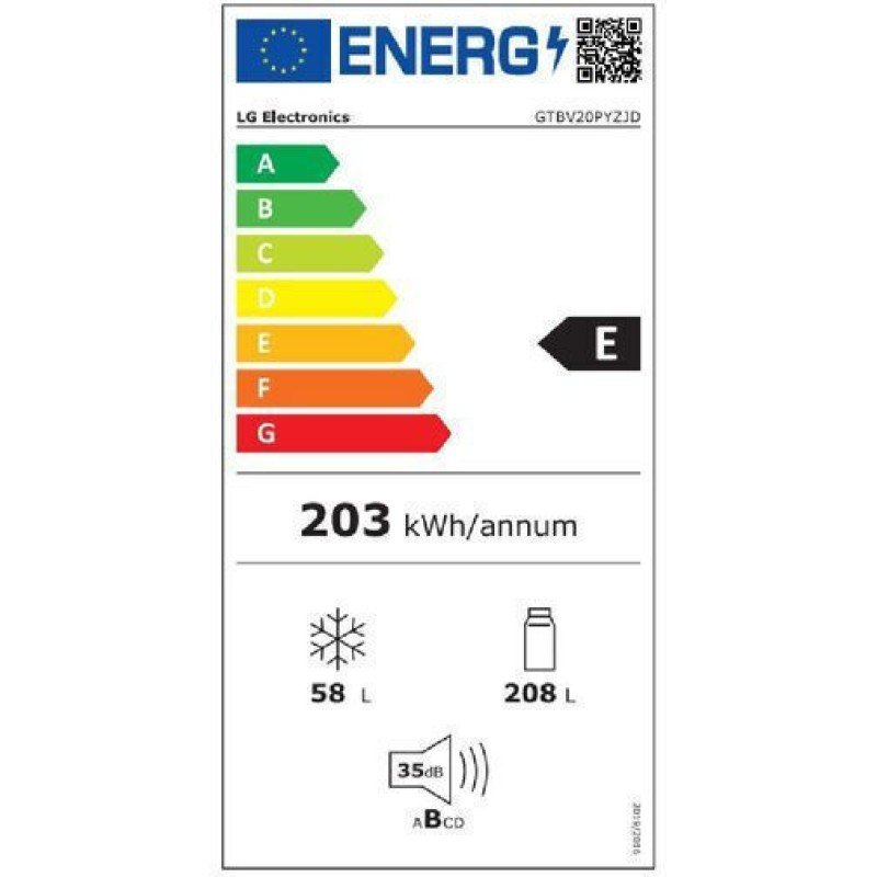 LG Ψυγείο Δίπορτο GTBV20PYZJD 266lt Total NoFrost Υ168xΠ55.5xΒ63.7εκ. Inox