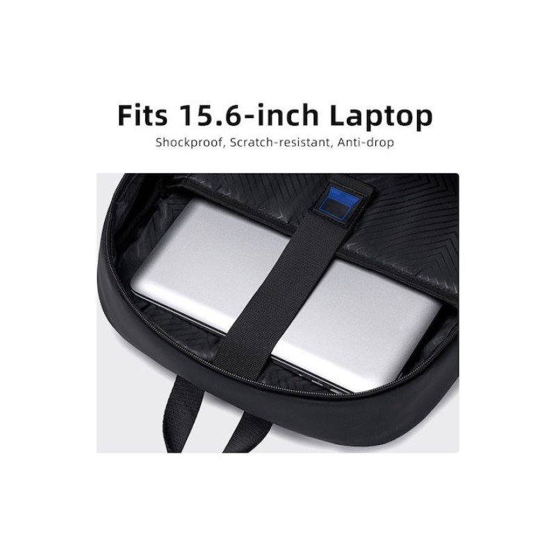 GOLDEN WOLF τσάντα πλάτης GB00705 με θήκη laptop 15.6", 17L, μαύρη GB00705-BK