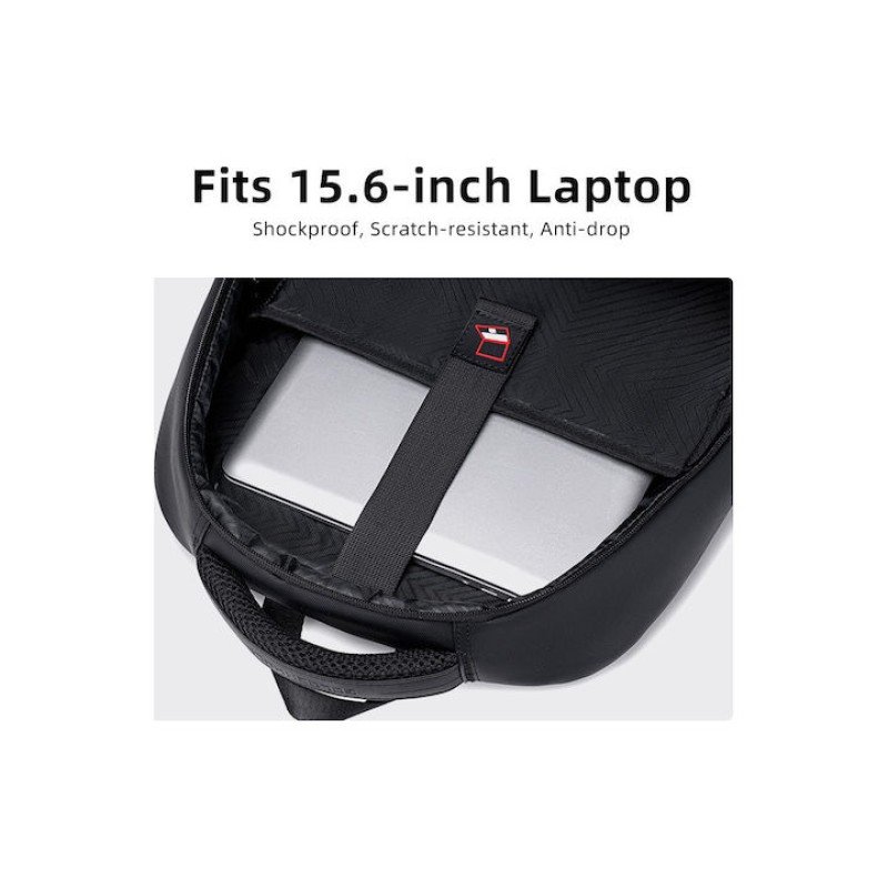GOLDEN WOLF τσάντα πλάτης GB00707 με θήκη laptop 15.6", 21L, μαύρη GB00707-BK