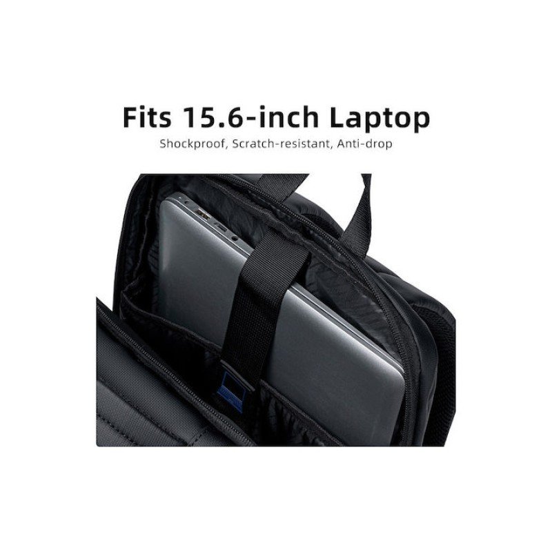 GOLDEN WOLF τσάντα πλάτης GB00731 με θήκη laptop 15.6", 17L, μαύρη GB00731-BK