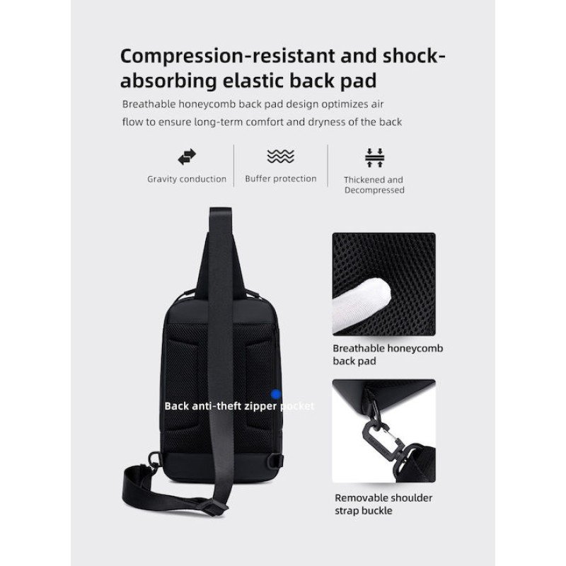 GOLDEN WOLF τσάντα Crossbody GXB00725, 4L, μαύρη GXB00725-BK