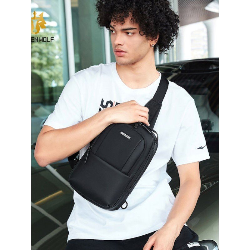 GOLDEN WOLF τσάντα Crossbody GXB00725, 4L, μαύρη GXB00725-BK