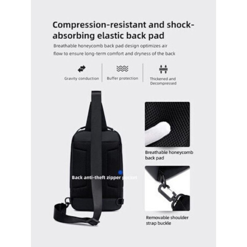 GOLDEN WOLF τσάντα Crossbody GXB00725, 4L, μαύρη GXB00725-BK