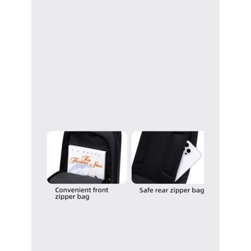 GOLDEN WOLF τσάντα Crossbody GXB00725, 4L, μαύρη GXB00725-BK