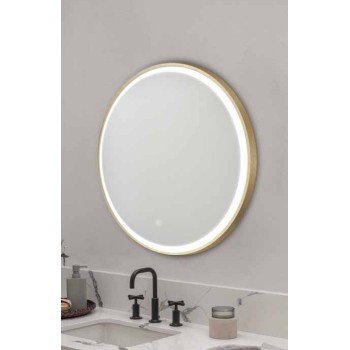 Καθρέπτης Μπάνιου Με LED Kolossos Rotondo Brushed Gold (Χρυσό Ματ) (60x60cm) 876693