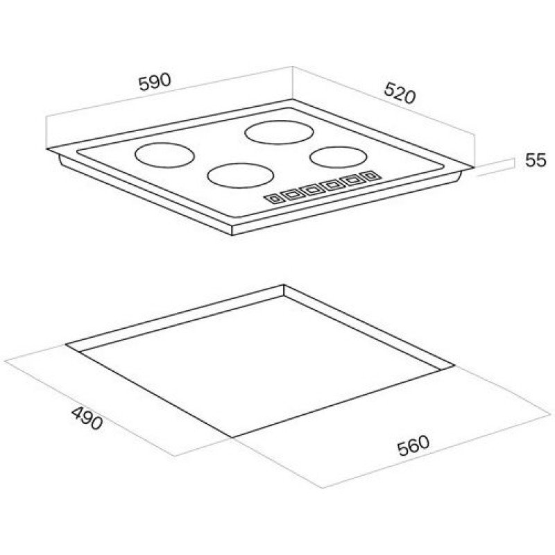 DAVOLINE GGDW 400 WH Εστία Υγραερίου 60cm Λευκή 801003951