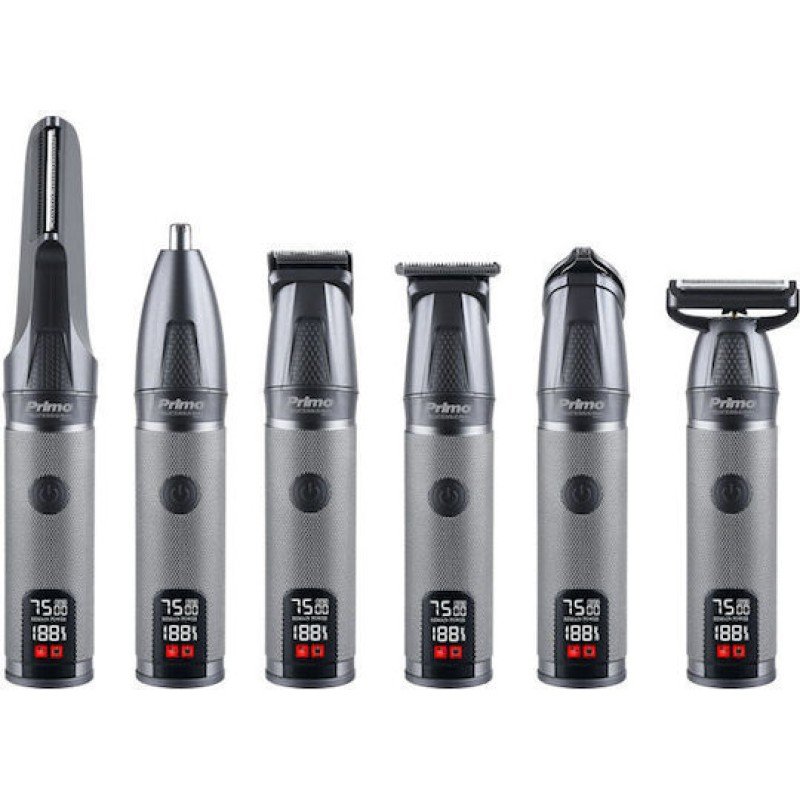 Primo PRMG-40568 Σετ ανδρικής περιποίησης 15σε1 Επαναφ 150M Digital IPX6 Ανθρακί
