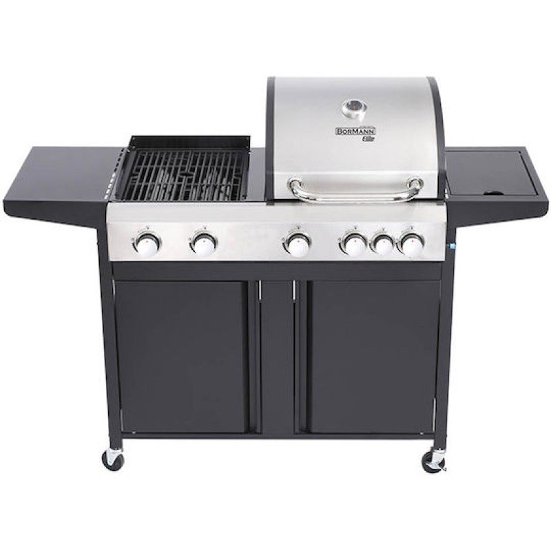 Bormann BBQ5060 Ψησταριά Υγραερίου Σχάρας 53x45εκ. με 5 Εστίες 20.5kW και Πλαϊνό Μάτι