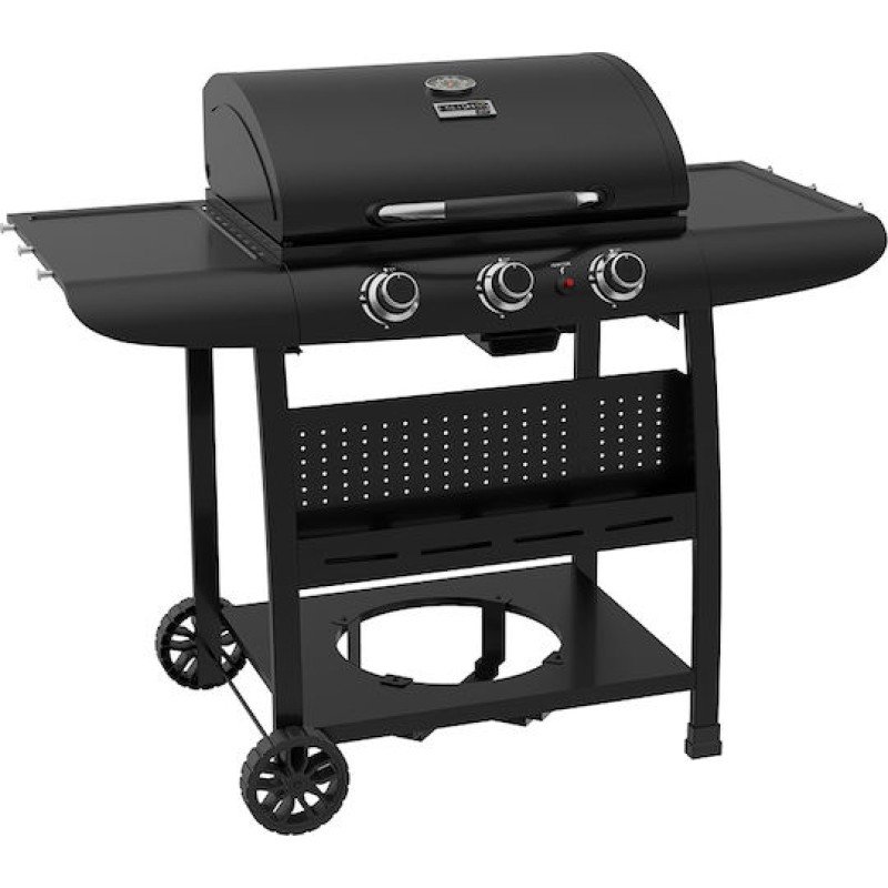 Bormann BBQ6030 Ψησταριά Υγραερίου Μαντεμένιας Σχάρας 60x42εκ. με 3 Εστίες 9kW