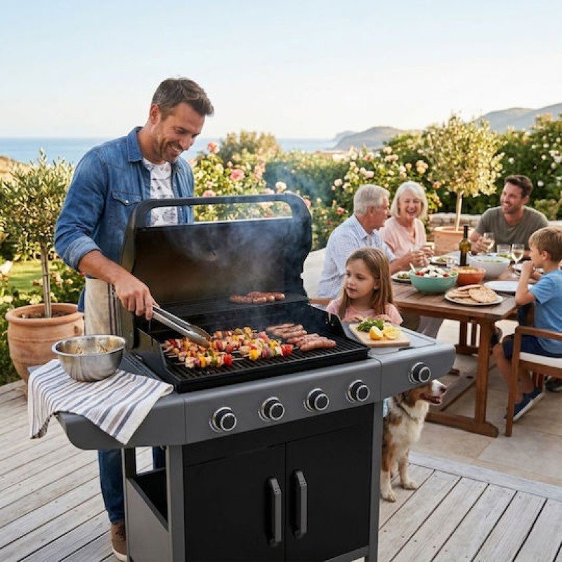 Bormann Elite BBQ6041 Ψησταριά Υγραερίου FORGE 4+1 Εστιών με Μαντεμένια Σχάρα