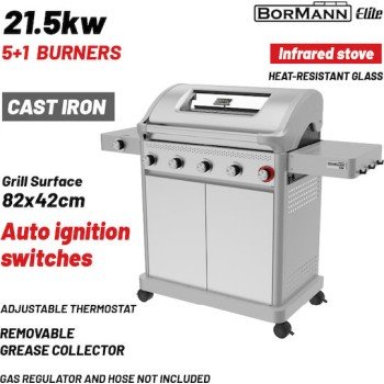 Bormann Elite BBQ7061 Ψησταριά Υγραερίου LEGEND 6+1 Εστιών με Μαντεμένια Σχάρα Bormann Elite BBQ7061 Ψησταριά Υγραερίου LEGEND 6+1 Εστιών με Μαντεμένια Σχάρα