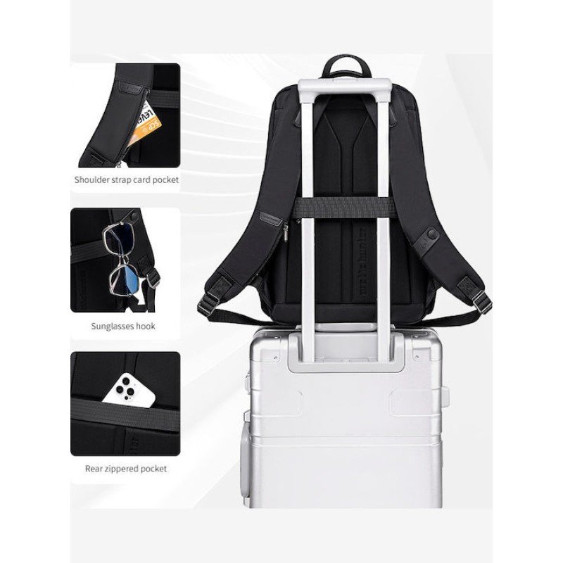ARCTIC HUNTER τσάντα πλάτης B00808 με θήκη laptop 15.6", 19.5L, μαύρη B00808-BK