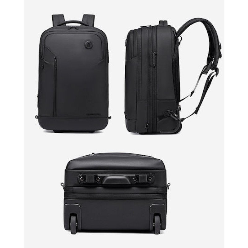 ARCTIC HUNTER τσάντα ταξιδίου LG00861 με θήκη laptop 15.6", τροχήλατη, 42L/54L, μαύρη LG00861-BK