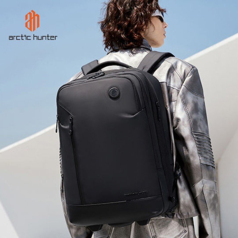 ARCTIC HUNTER τσάντα ταξιδίου LG00861 με θήκη laptop 15.6", τροχήλατη, 42L/54L, μαύρη LG00861-BK