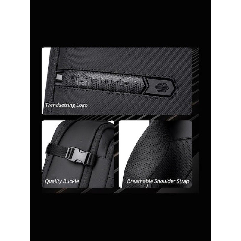 ARCTIC HUNTER τσάντα πλάτης B00866 με θήκη laptop 15.6", αεροστεγής θήκη, 35.5L/49.5L, μαύρη B00866-BK