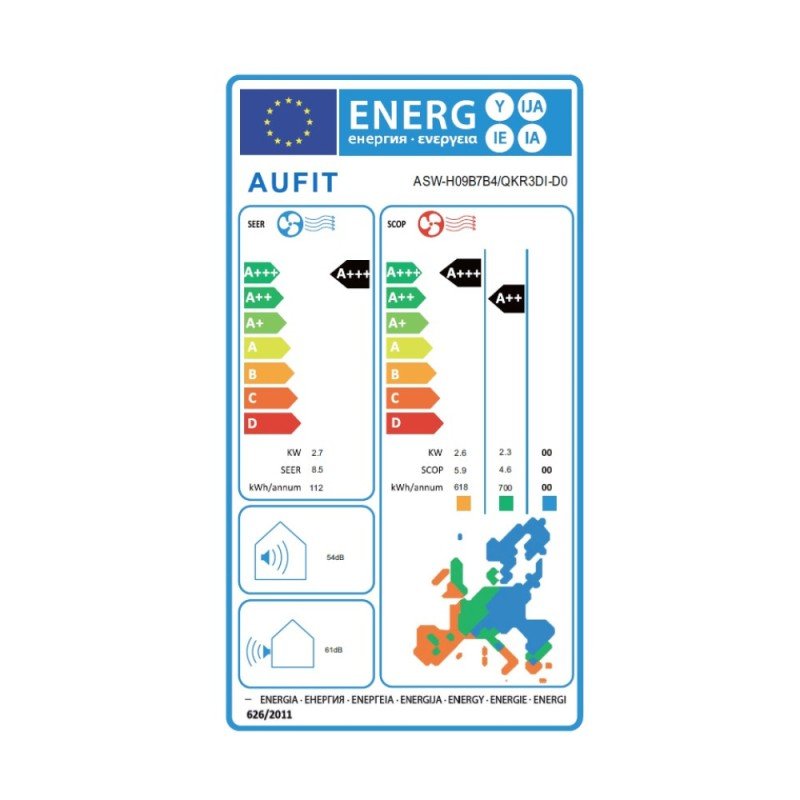 Aufit QK09K Κλιματιστικό Inverter 9000 BTU A+++/A+++ με Ιονιστή WiFi και 10 χρόνια εγγύηση