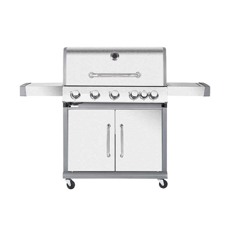 Bormann Elite BBQ5100 Ψησταριά Υγραερίου Inox Με Μαντεμένια Πλάκα Luxury Type 5+1 Εστίες 