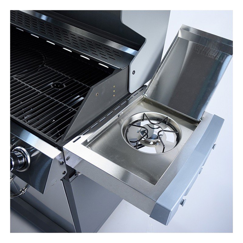 Bormann Elite BBQ5100 Ψησταριά Υγραερίου Inox Με Μαντεμένια Πλάκα Luxury Type 5+1 Εστίες 