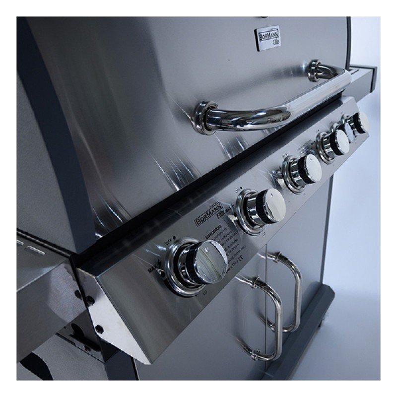 Bormann Elite BBQ5100 Ψησταριά Υγραερίου Inox Με Μαντεμένια Πλάκα Luxury Type 5+1 Εστίες 