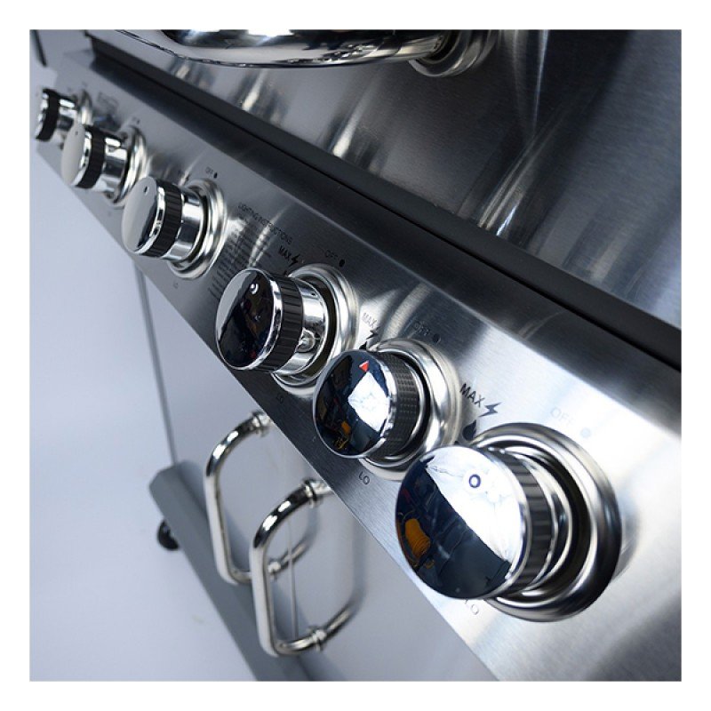 Bormann Elite BBQ5100 Ψησταριά Υγραερίου Inox Με Μαντεμένια Πλάκα Luxury Type 5+1 Εστίες 