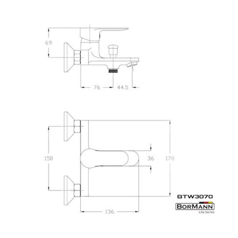 Bormann Lite BTW3070 Αναμεικτική Μπαταρία Μπανιέρας SIERRA ( 3 Άτοκες Δόσεις )