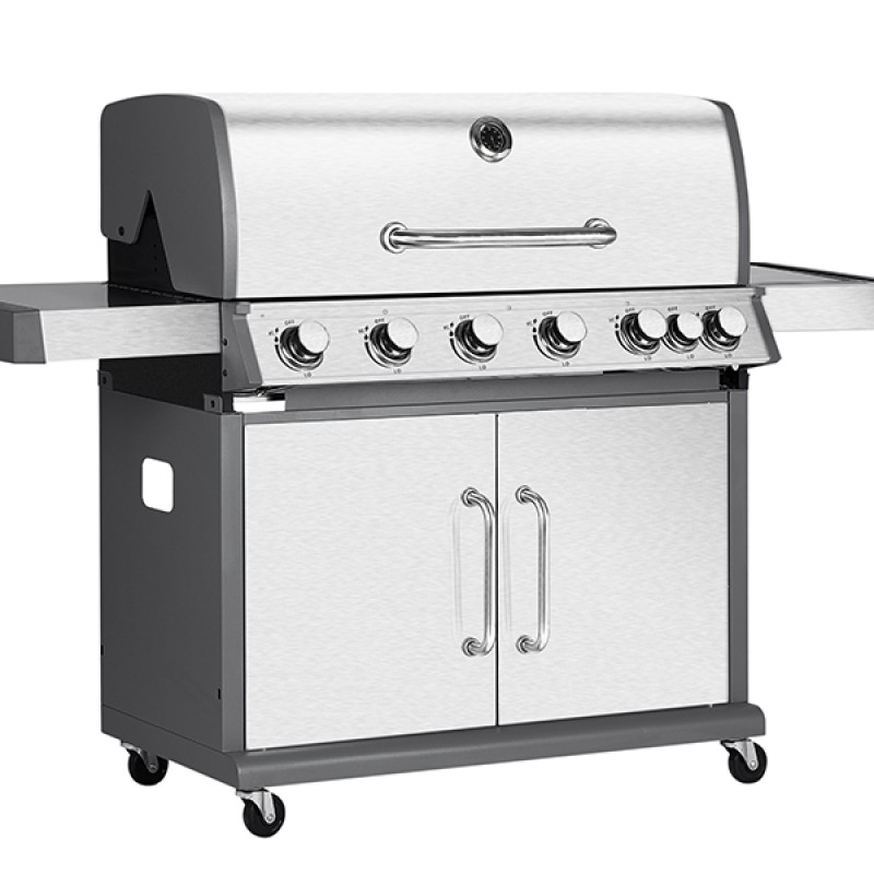 Bormann Prime BBQ5200 Ψησταριά Υγραερίου Inox Με Μαντεμένια Πλάκα Luxury Type 6+1 Εστίες & Δώρο ο Ρυθμιστη΄ς Γκαζιού BBQ1008 (3 άτοκες δόσεις) 