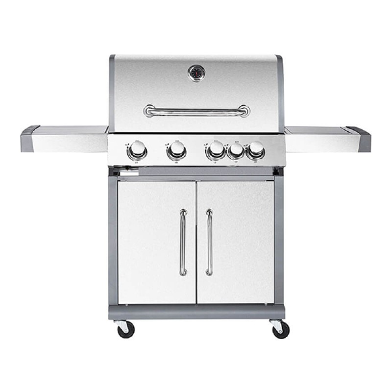 Bormann Elite BBQ5050 Ψησταριά Υγραερίου Inox Με Μαντεμένια Πλάκα Luxury Type 4+1 Εστίες & Δώρο ο Ρυθμιστη΄ς Γκαζιού BBQ1008 (3 άτοκες δόσεις) 