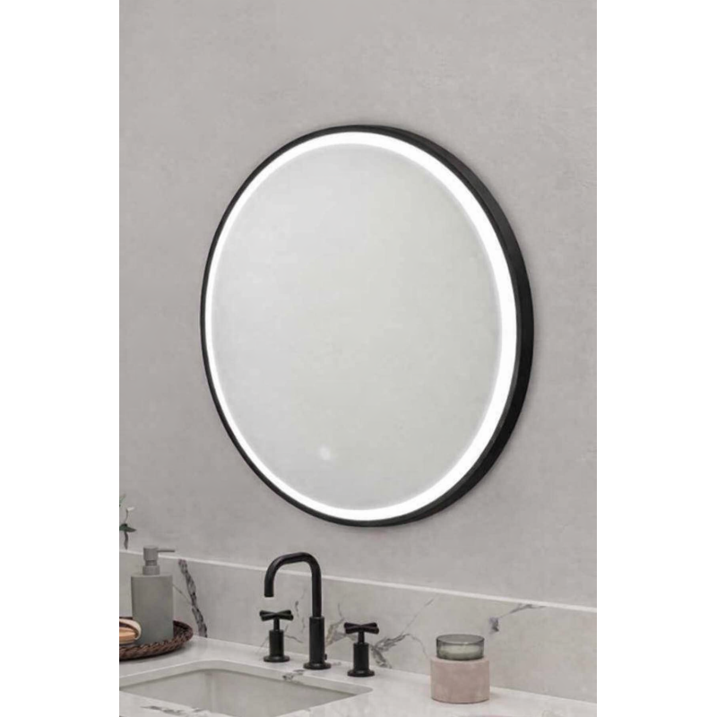Καθρέπτης Μπάνιου Με LED Kolossos Rotondo Matt Black (60x60 cm) 876692