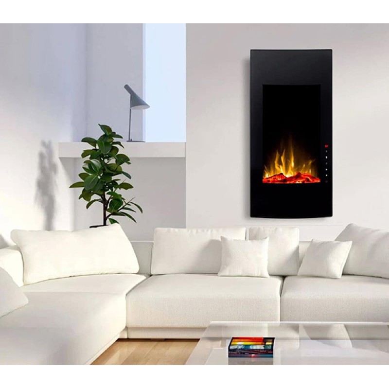 Uranus Επιτοίχιο Ηλεκτρικό Τζάκι 1500W 40.8x81.4cm Μαύρο (3 άτοκες δόσεις)