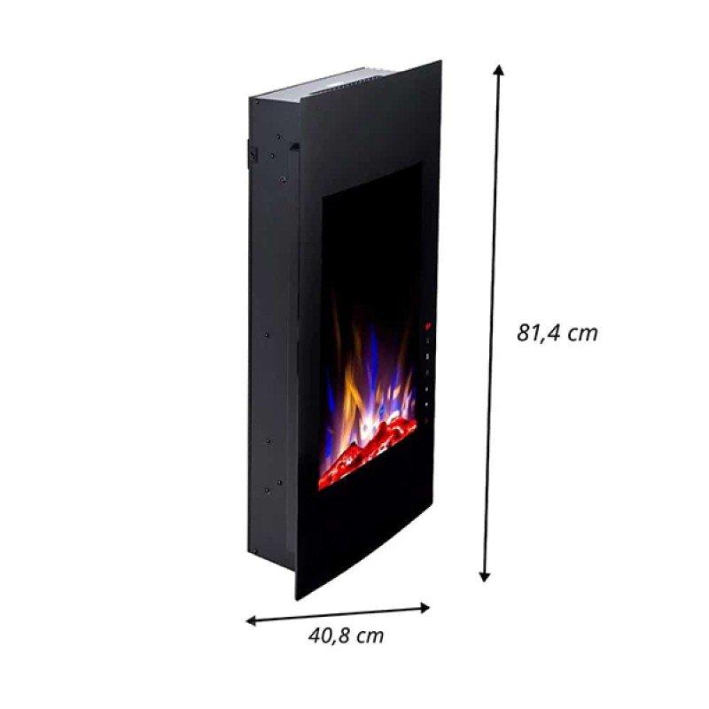 Uranus Επιτοίχιο Ηλεκτρικό Τζάκι 1500W 40.8x81.4cm Μαύρο (3 άτοκες δόσεις)